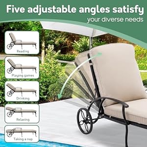 Chaise Lounge Chair Outdoor- Set of 2 Patio Pool Chairs Tanning Lounges for Outside Beach Lounger Reclining Cast Aluminum with Beige Cushions Chaise Lounge Chair Outdoor Set of 2 Patio Pool Chairs Tanning Lounges for Outside Beach Lounger Reclining Cast Aluminum with Beige Cushions