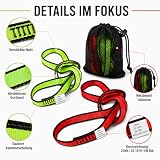 LETTO & TAILOR Zestaw 2 pętli do wspinaczki, 23 kN, do wspinaczki 19 mm, certyfikat CE, nylonowe taśmy do jogi, budowy stoiska, ratownictwa, z workiem siatkowym (czerwone + zielone, 60 cm | 24 cale |