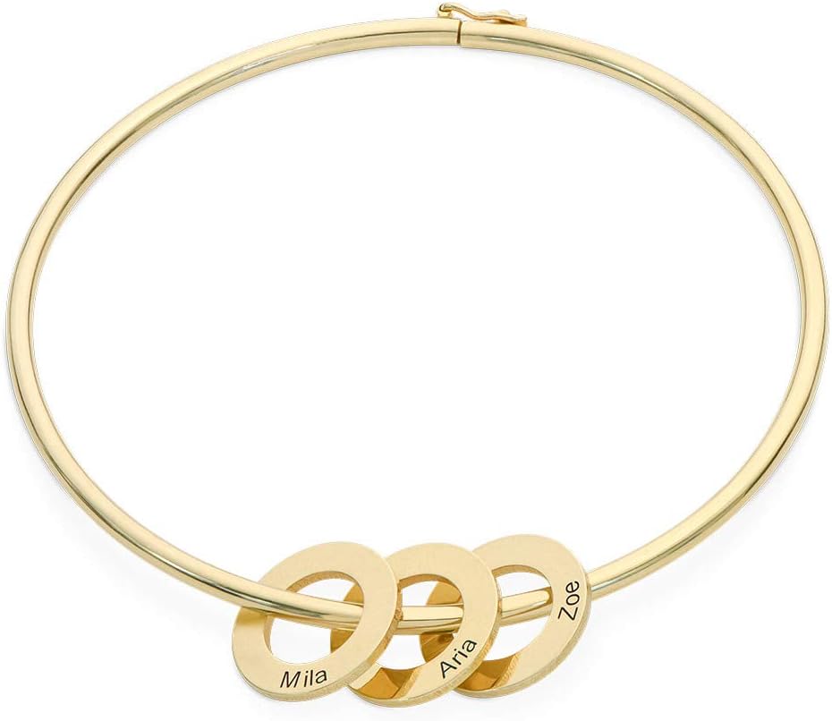 MyNameNecklace Personalized Chelsea Bangle Bracelet with Round Pendants - Up to 12 Engravable Charms - by MYKA - Image 3