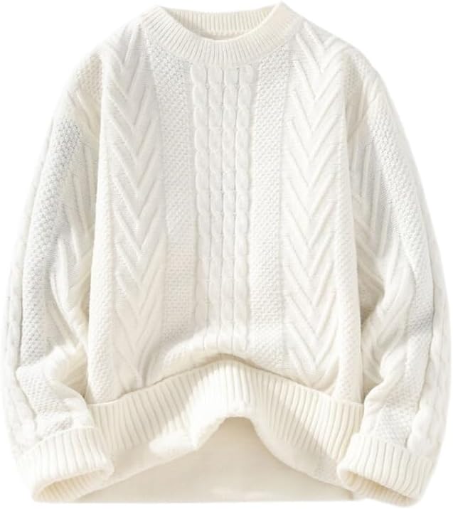 Winter Thick Round Neck Sweater Twisted Knitted Sweater Large Loose Sweaters