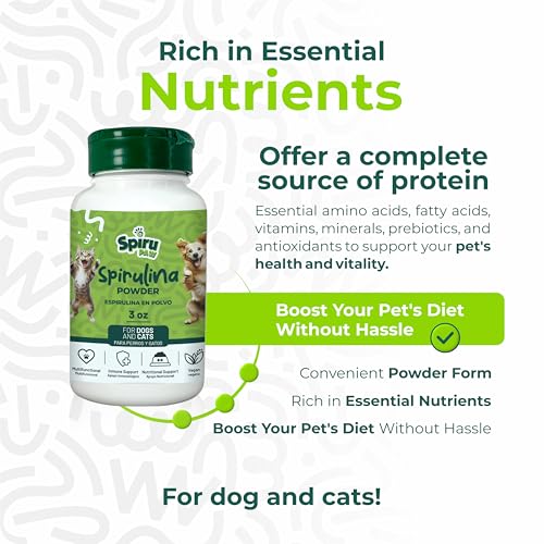 Image of Spirulina Powder for Dogs & Cats, Plant-Based Microalgae Food Topper, Nutrient-Dense Pet Supplement for Daily Wellness + Skin & Coat Support, 3 oz