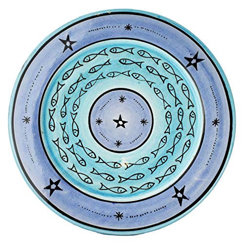 Orientalische Keramikschale Keramikteller Samak Blau 17cm Groß | farbige marokkanische Keramik Schale Teller rund aus…