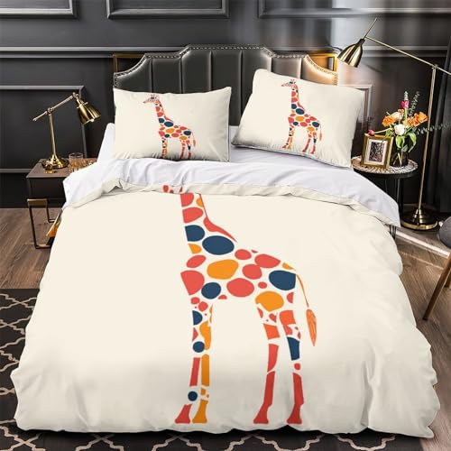 Housse de couette fermeture éclair girafe pour lit enfant facile à border