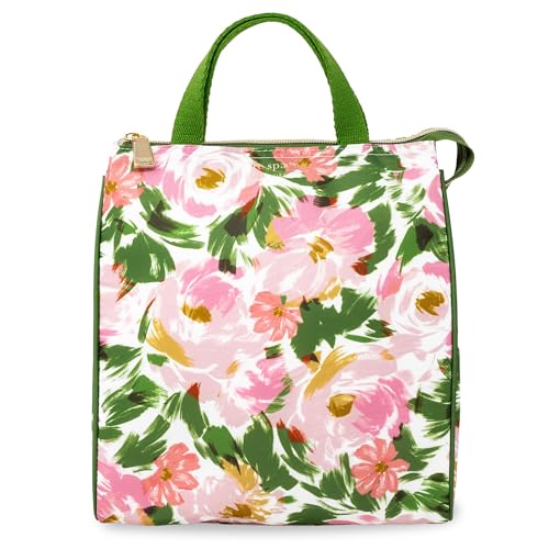 kate spade new york Portable Soft Cooler Lunch Bag, Thermal Tote with Insulated Interior Lining and Storage Pocket, Lunch Tote for Women (Hidden Garden)