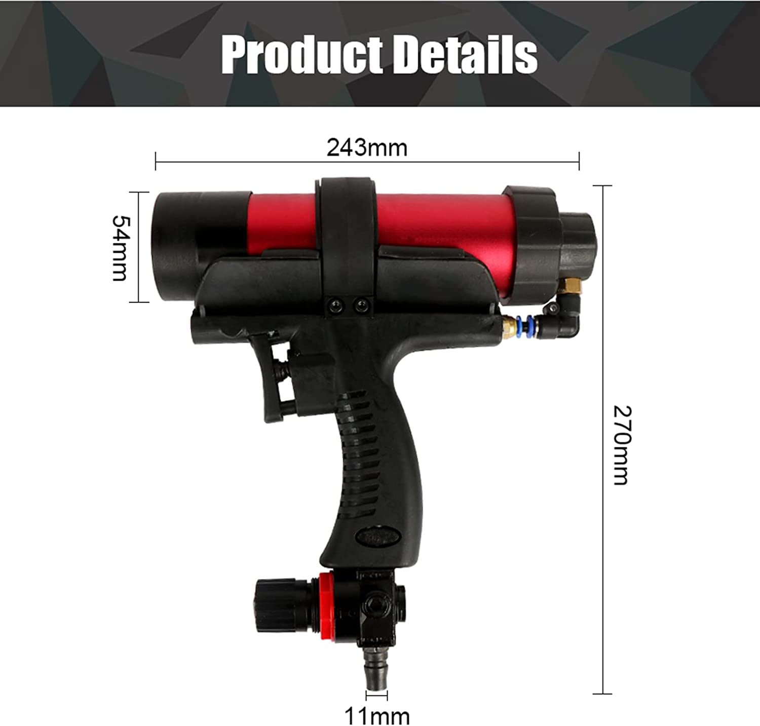 Regulowany pneumatyczny pistolet do uszczelniania szkła o pojemności 310 ml, aplikator twardego kleju Pneumatyczny pistolet do silikonu Narzędzia budowlane