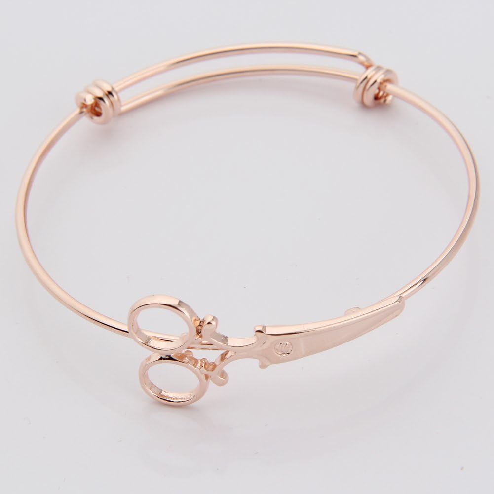 WUSUANED Scissor Shear Adjustable Expandable Wire Bangle Bracelet for Hairdresser Seamstress