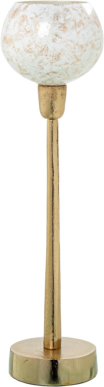 Portavelas Cristal/Aluminium Dorado 10 x 44 cm Base: 10.5 cm