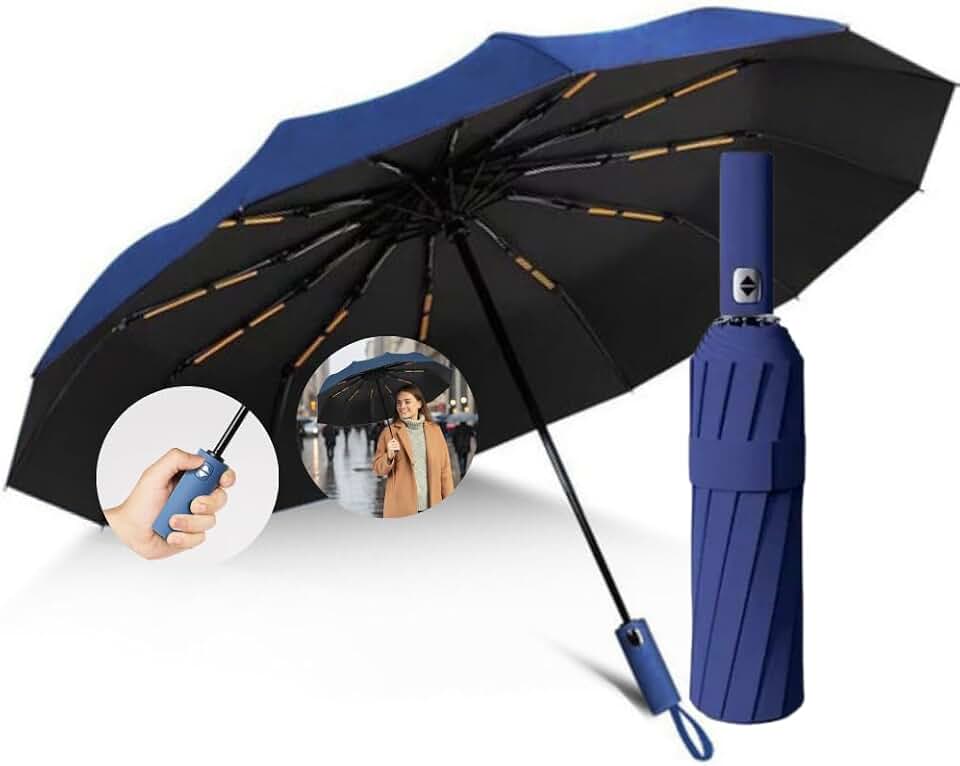 Guarda Chuva Automático Reforçado com Botão – Compacto, Antivento e com Proteção UV Blackout - Guarda Chuva Dobrável e Portátil, Ideal para Bolsa e Mochila - AmelShop