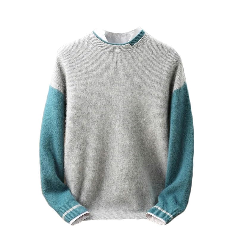 Pull épais à col rond contre le froid hivernal tricot ample pour homme