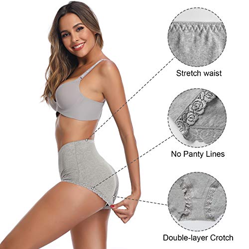 Image of Womens Underwear,Cotton Mid Waist No Muffin Top Full Coverage Brief Ladies Panties Lingerie Undergarments for Women Multipack