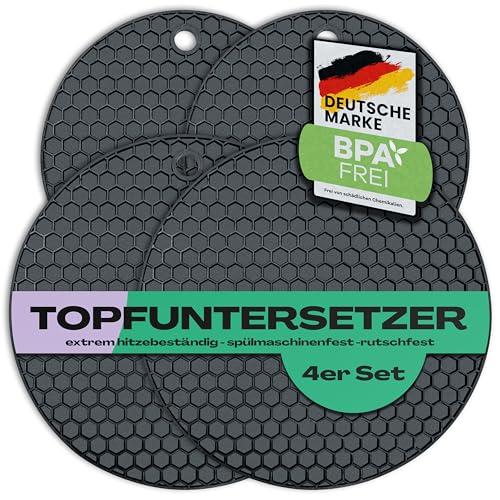 Salvamanteles de Silicona 4 Piezas - Resistente al Calor hasta 230°C - Seguro para Alimentos - Protector de Cocina - Protege Ollas y Sartenes - Alfombrilla para Inducción - Tapetes Antideslizantes