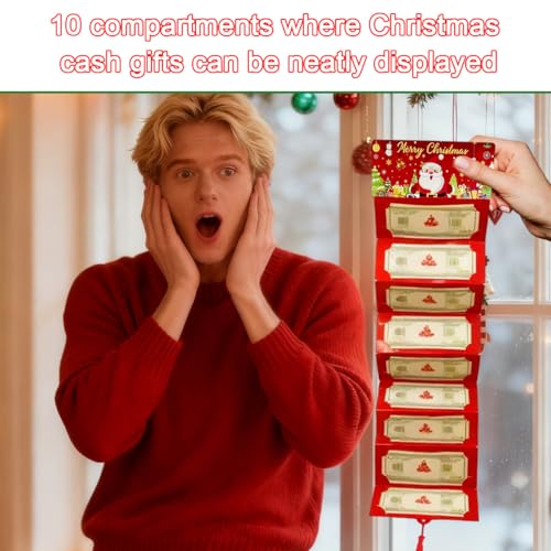 XILEPINGAN 12 Stück Weihnachts-Geld-Oder Geschenkkartenhalter, Geldgeschenke Weihnachten, Geldgeschenk Weihnachten, 2026 Neu Überraschung Christmas Cash Gift Envelope mit 10 Fächern
