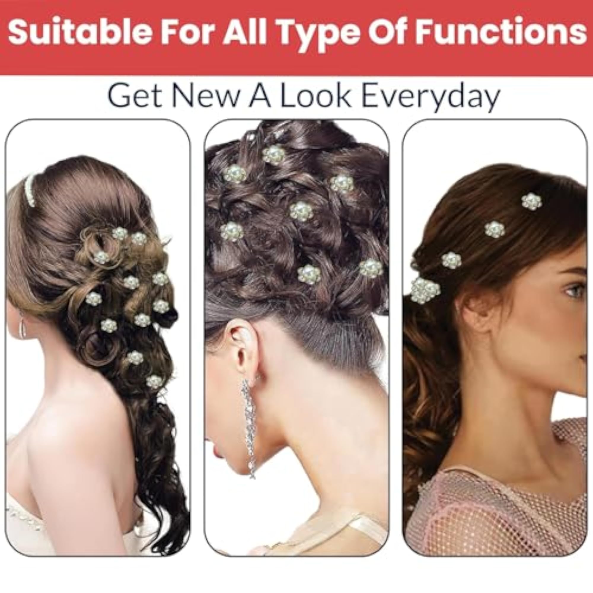 Pearl Bead U Pins Hair Accessories for Women, Bridal Styling
