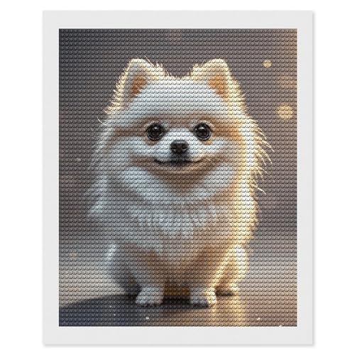 Peinture diamant de Poméranie adulte kit complet strass ronds 5D loisir créatif mural