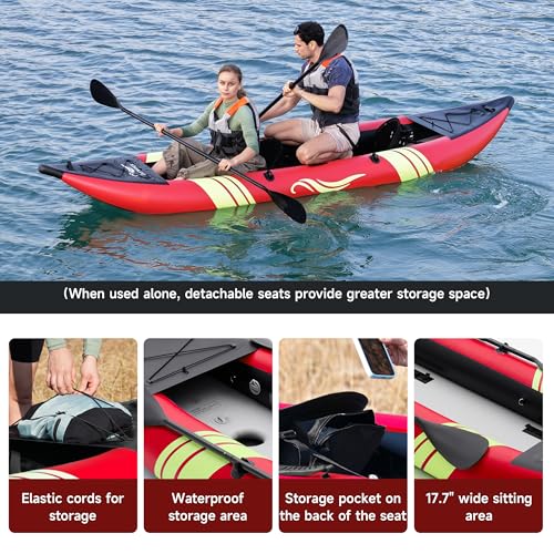 image for WETURE Inflatable Kayak 2 Person, Tandem Touring Kayaks for Adults, 12