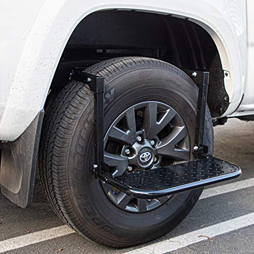 Oxgord Universal Metal Tire Step, Black - Adjustable & Foldable Ladder For Pickup Truck, Semi, Suv, Rv, Non-Slip 300 Lb Capacity #TOP3