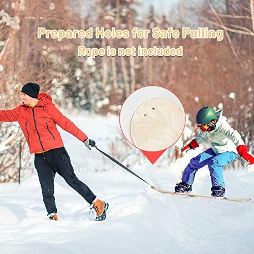 Goplus Wood Snowboard, Sledding Board W/ Adjustable Step-In Bindings, Contoured Foot Deck, Astm Approved Skiing Board Winter Sports Ideal For Beginners, Kids & Teens Age 5+ #TOP4