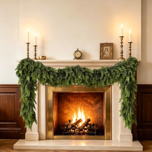Fanyeibaodi 9FT Cedar Garland Real Touch Low Maintenance Christmas Garland