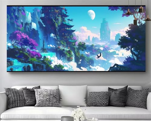 DIY tableau strass diamant contre le stress quotidien avec canevas paysage zen 30x90cm