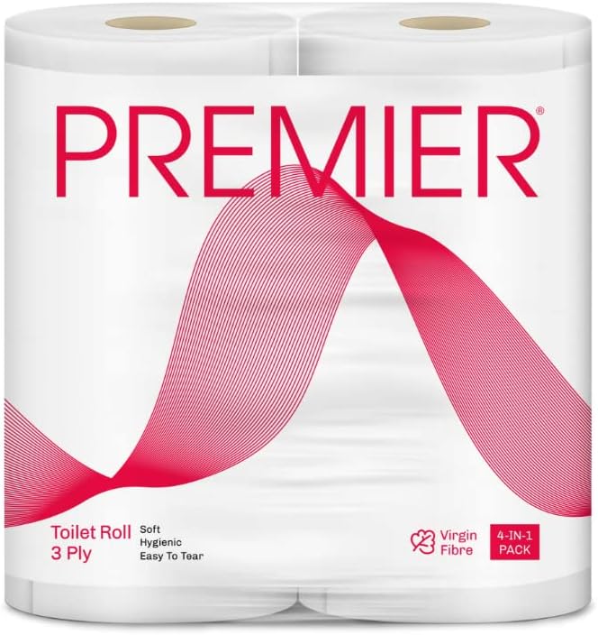 Premier 3 Ply Quick Absorbent Toilet Tissue Papers Rolls 300 Pulls, 4 ...