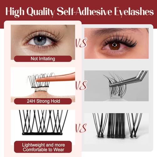 Higu clace Self Adhesive Eyelashes Natural Lash Clusters Wispy Press on Lashes Pre Glue 8-12mm 120pcs C Curl DIY Eyelash clusters No Glue Needed(YY) — view 4