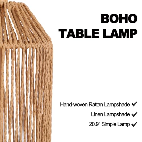 Set de 2 lámparas de mesa Boho Rattan 21 pulgadas miniatura 4