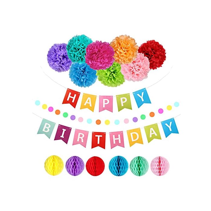 Buy Rainbow Birthday Supplies Birthday Party Decorations, Happy