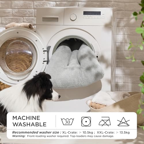 BEDSURE Hundebett Waschbar Groß - Hundekissen Bett Beruhigende Hundematratze mit Rutschfestem Boden, Warmes Kissen für Große Haustiere, Hellgrau, 74x53x8cm