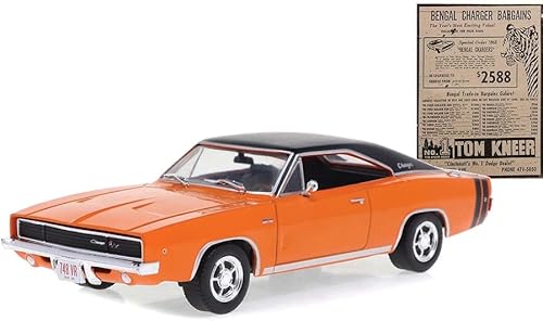 Greenlight 86354 1968 Dodge Bengal Charger RT naranja con rayas negras Tom Kneer Dodge Ohio escala 143