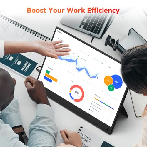 Image of HotYeah Portable Computer Monitor, 15.6-in 1080P FHD Travel Monitor USB-C HDMI External Laptop Screen FreeSync IPS w /Kickstand, Extra External Display for Laptop PC Mac Phone Tablet Switch Xbox PS5