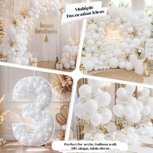 Image of Togvu White Balloons, 50Pack 5 Inch Small Mini Matte White Latex Party Balloons for Wedding Engagement Bridal Baby Shower Anniversary Decorations Supplies