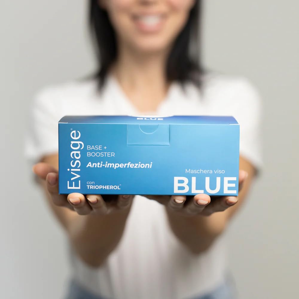 Maschera Viso Anti-Imperfezioni Blue – Formula Purificante Delicata, Contrasta Imperfezioni, Piccoli Brufoli e Punti Neri, Booster + Base 100ml