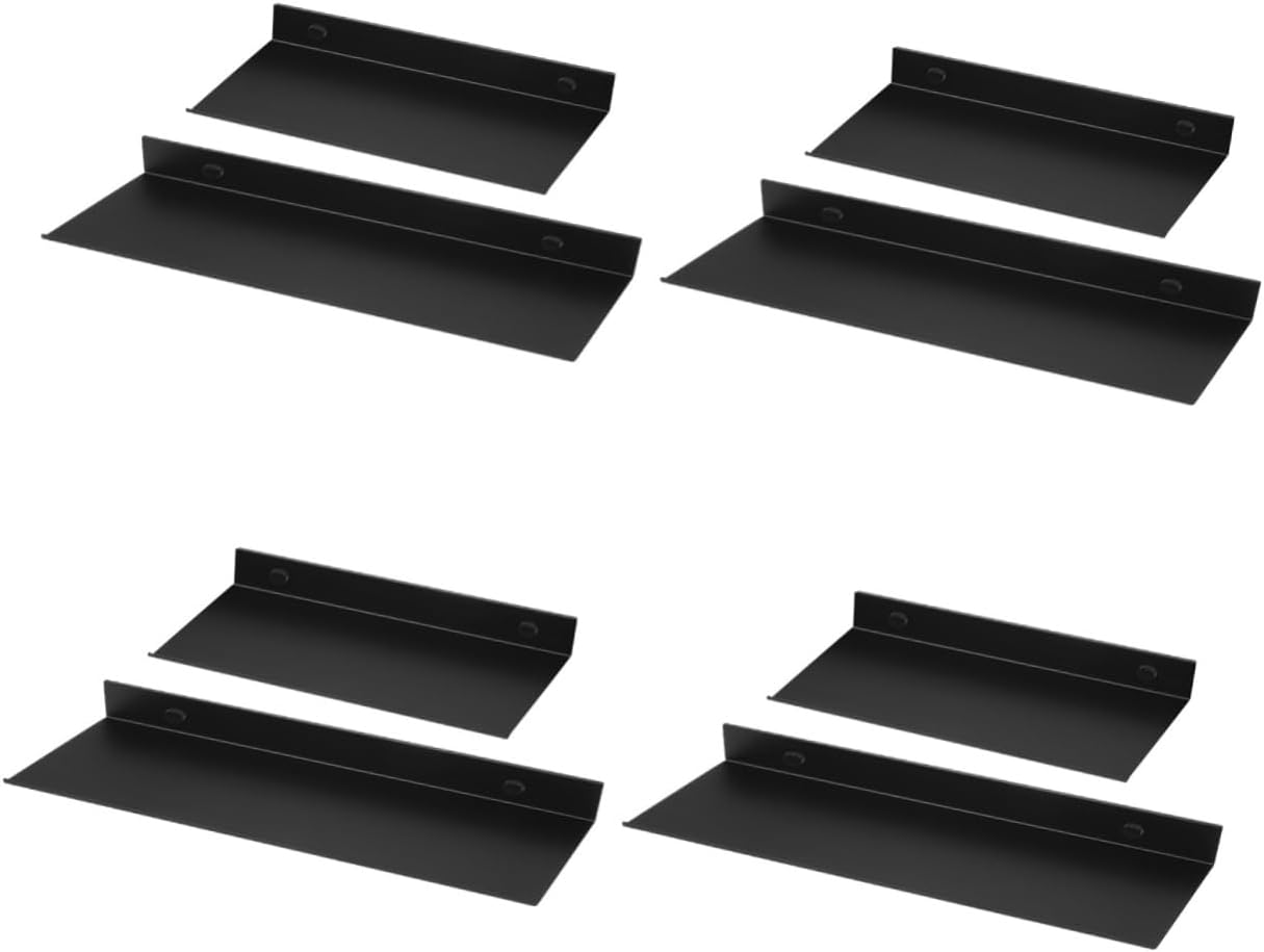 4sets Metal Floating Shelves for Bathroom Storage Wall Mounted Organizer for Toiletries and Household Items Versatile Display Rack for Kitchen Office and Home Decor 2pcs*4