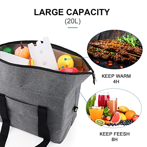 Gukasxi Sac Isotherme Pliable 20L avec 2 Peu glacières, Petit Sac Isotherme, Sacs à Lunch étanches, Sac Isotherme avec Fermeture éclair, Sac de Pique-Nique adapté au Bureau, à l'école, à la randonnée – vue 6