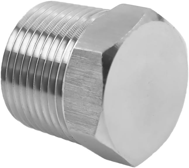 NPT 1" Male Threaded Hex Head Pipe Plug, TTZEZE Outer Hex Head Thread Socket Pipe Fitting Plug 1" NPT Male, Stainless Steel 304