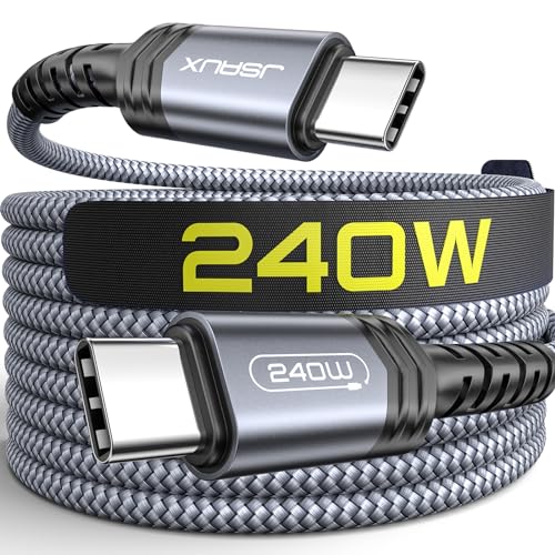 Image of JSAUX 240W USB C to USB C Cable 6.6FT, Type C Fast Charging Cord, Grey | 240 Watt PD Fast Charging Cord for MacBook, iPad, Dell XPS, iPhone 17 /16 /15 series, Galaxy S26 /S25 /S24 and Pixel