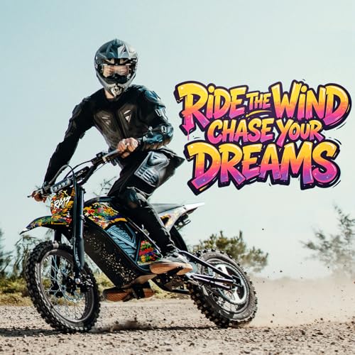 Windone RM7 Electric Dirt Bike, 48V 22.5Ah, 37MPH & 45-Mile Electric Motorcycle, 2200W Ebike, 14"/12" Off-Road Tire E-Bike, Dual Hydraulic Brakes, Full Suspension, Fit Age 13+, Wild Graffiti by Windone - Image 7