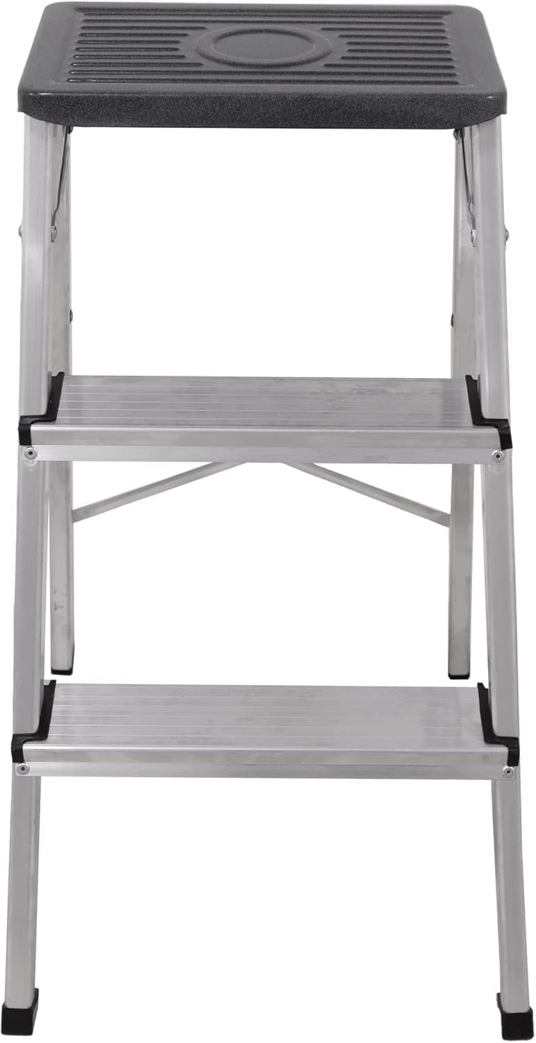 EasySpeed Portátil Taburete Plegable Escalera Aluminio 3 peldaños de Tijera,Super Resistente hasta 150Kg alumino Antideslizante,Ideal para La Cocina, El Baño o El Dormitorio