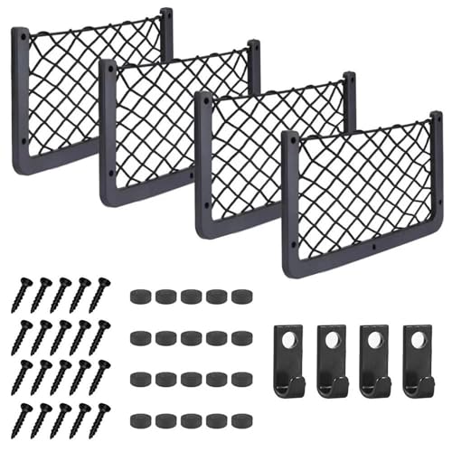 Redes de almacenaje para Coche Paquete De 4 Bolsillos Grandes Almacenamiento para Furgonetas Caravanas Autocaravanas Organizadores Red Accesorios para El Interior del Coche Red Maletero
