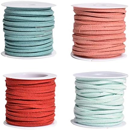 SUPVOX Hilo de cordón de cuero de imitación – 4 colores – 5 metros de cada color – Cuerda de gamuza para bricolaje pulsera, collar y joyería (azul oscuro, naranja, azul claro, rojo vino) SUPVOX Hilo de cordón de cuero de imitación – 4 colores – 5 metros de cada color – Cuerda de gamuza para bricolaje pulsera, collar y joyería (azul oscuro, naranja, azul claro, rojo vino)