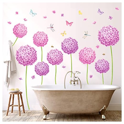 DECOWALL SG-2108 Hortensia väggdekaler Väggdekaler Skal och stick avtagbara väggdekaler för barn plantskola sovrum vardagsrum