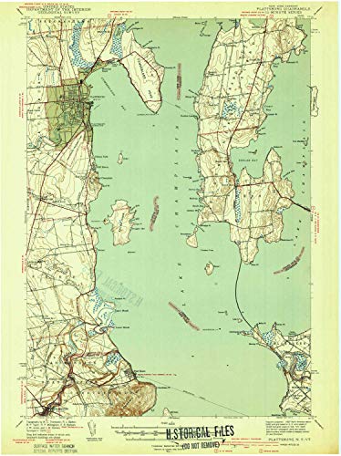 YellowMaps Plattsburg NY topo map, 1:62500 Scale, 15 X 15 Minute, Historical, 1939, 20 x 15 in - Tyvek