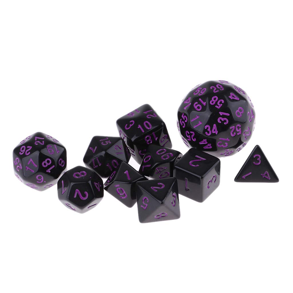 Set di 5 dadi poliedrici acrilici da tavolo, 10 pezzi, accessori per giochi da tavolo, colore: viola