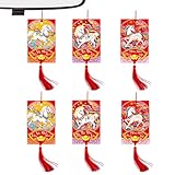 de Año Nuevo Chino | 6 Piezas 2026 Rojo vietnamita – Decoración de del año del Caballo – para Vacaciones, hogar, Puerta, árbol, Pared, Puerta, Plantas en Maceta, Oficina