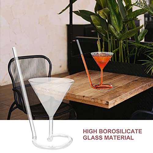 Doitool Spiral Cocktail Glass, Creative Vampire Filter Red Wine Glass, Long Tail Cocktail Straw Wine Glass Rotating Martini Glass, Transparent Red Wine Glass Wine Cup (Transparent) (2Pcs) #TOP4