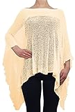 Eine Grösse passt allen Damen Häkelspitze strecken Fisch-Netz Batwing Poncho (One Size, Cream)
