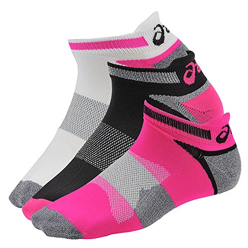 ASICS Women's Quick Lyte Cushion Single Tab Running Socks, Pink Glow/Black, Medium