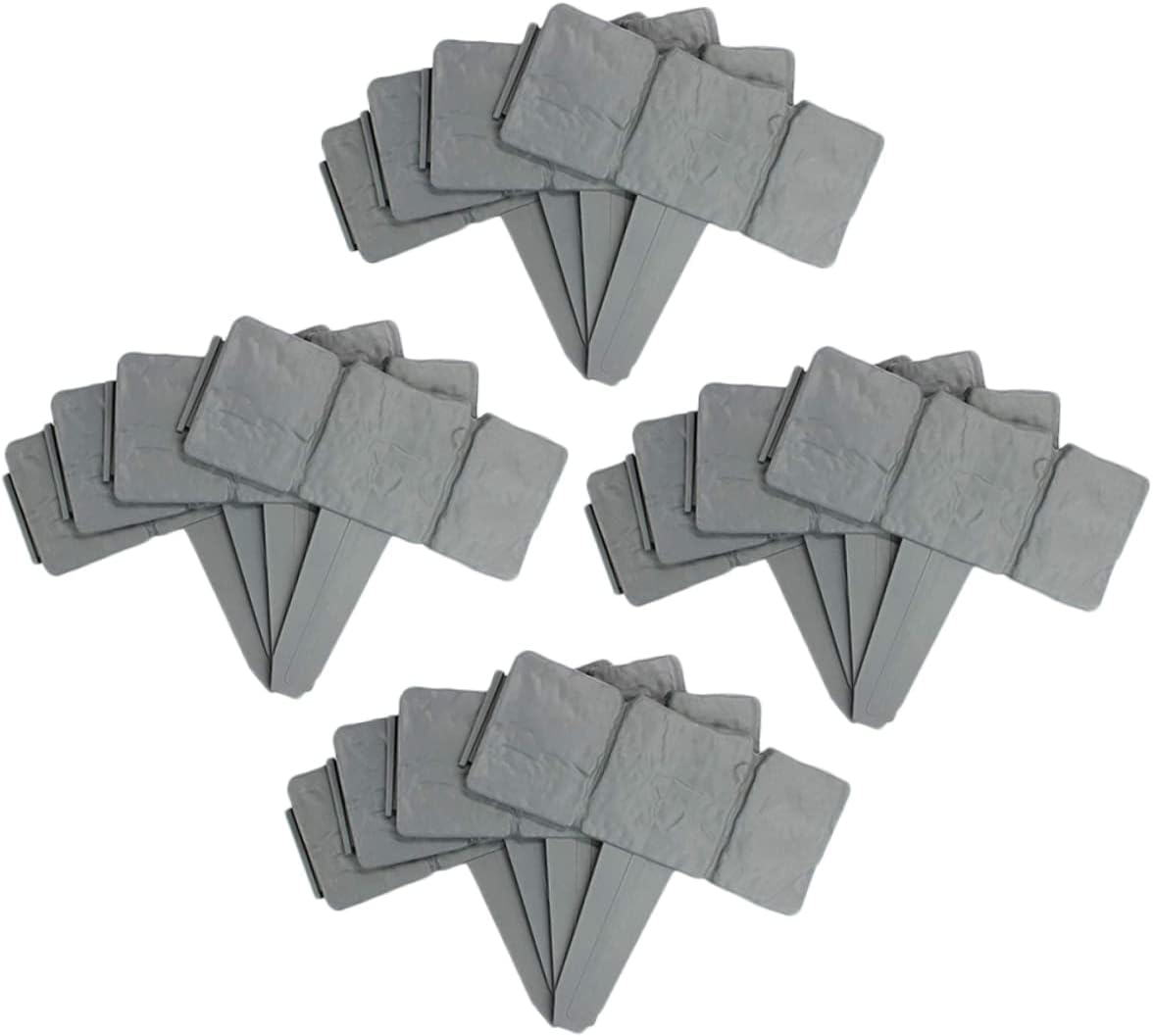 20pcs Plastic Garden Fence Decorative Stone-Look Edging for Flower Beds and Landscaping Simulation Border for Lawn and Separation
