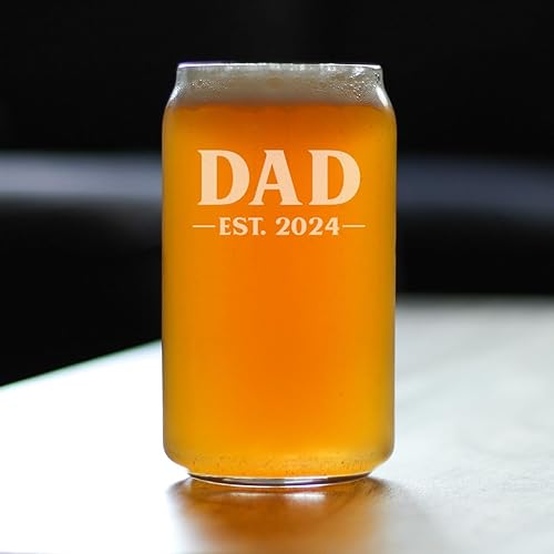 Miniatura 2 de Dad Est 2024 - New Father Beer Can Pint Glass Gift for First Time Parents - Bold 16 Oz Glasses