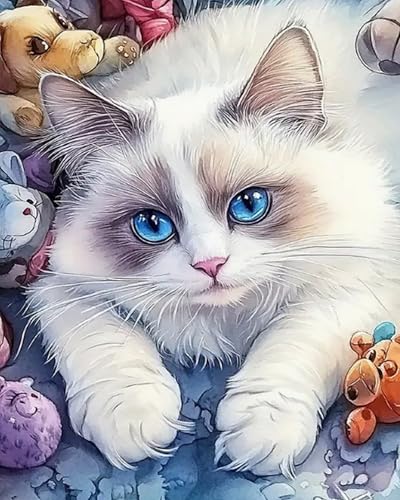 Kit broderie point de croix chat facile pour débutant toile 11CT pré-imprimée sans compter